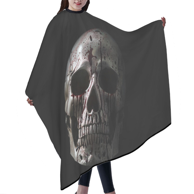 Personality   Human Skull In Blood Isolated On Black Background With Clipping Path Hair Cutting Cape