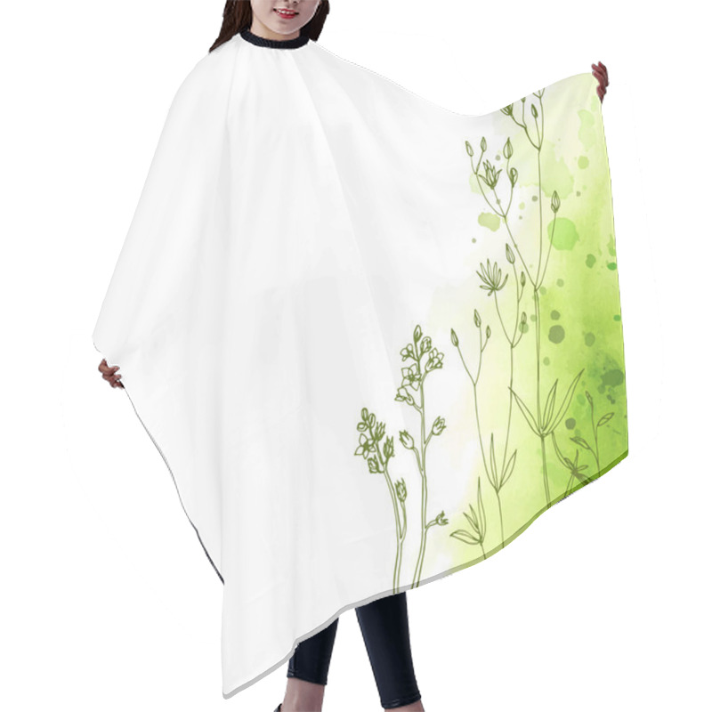 Personality  Hand-drawn Linear Flowers Hair Cutting Cape