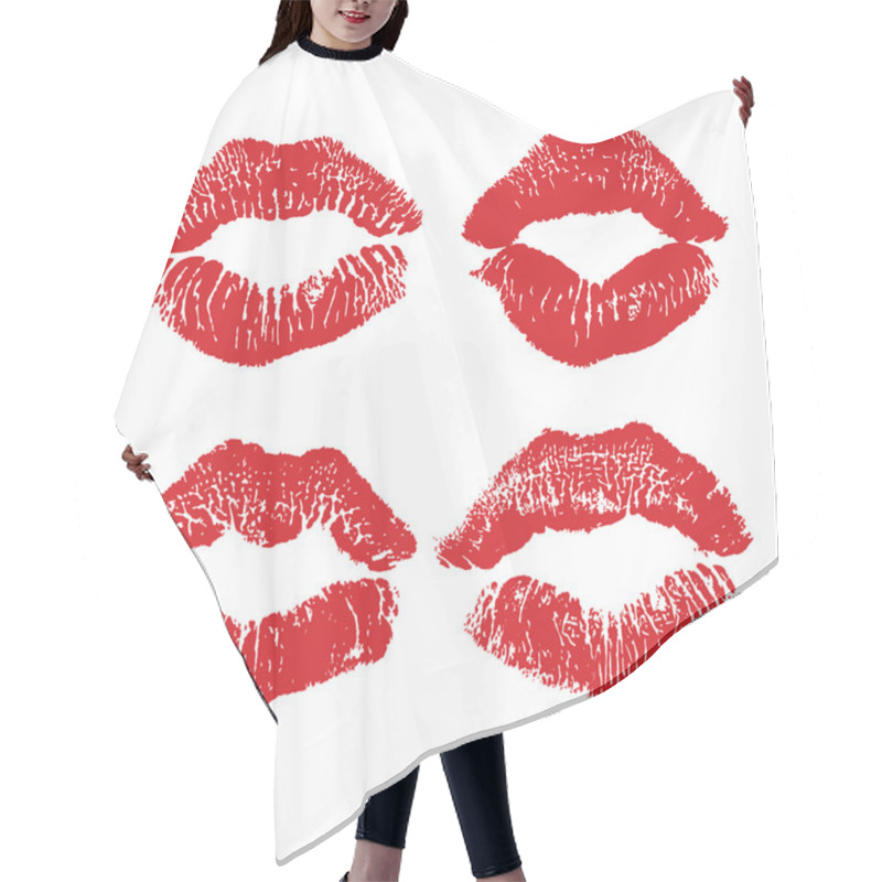 Personality  Lipstick Kiss Isolated On White, Lips Set, Design Element. Hair Cutting Cape