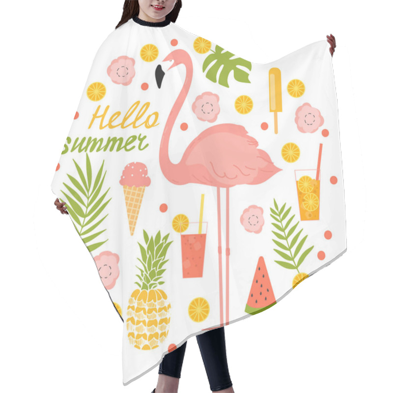 Personality   Hello Summer! Vector Illustration. Hair Cutting Cape