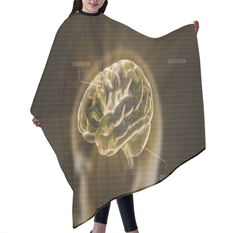 Personality  Gold Crystal Brain And Head Timecode Hair Cutting Cape