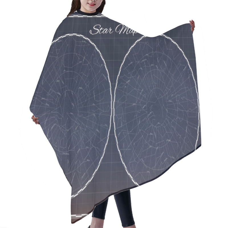 Personality  High Detailed Star Map With Names Of Constellations Hair Cutting Cape