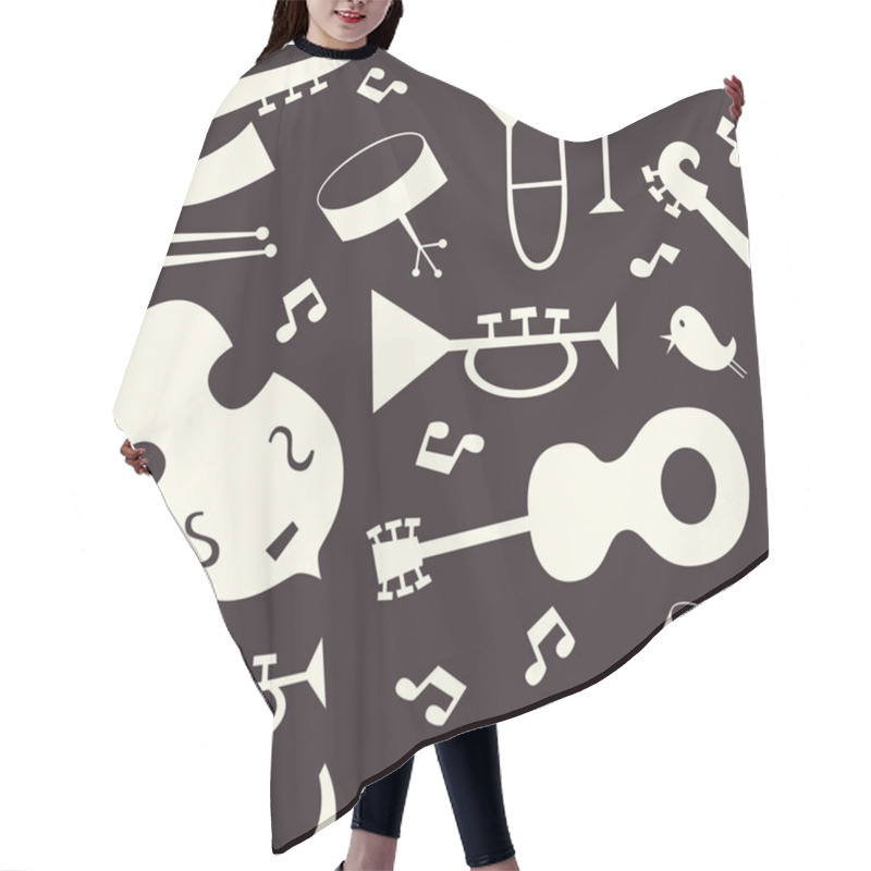 Personality  Jazz Instruments Vector Seamless Pattern Hair Cutting Cape