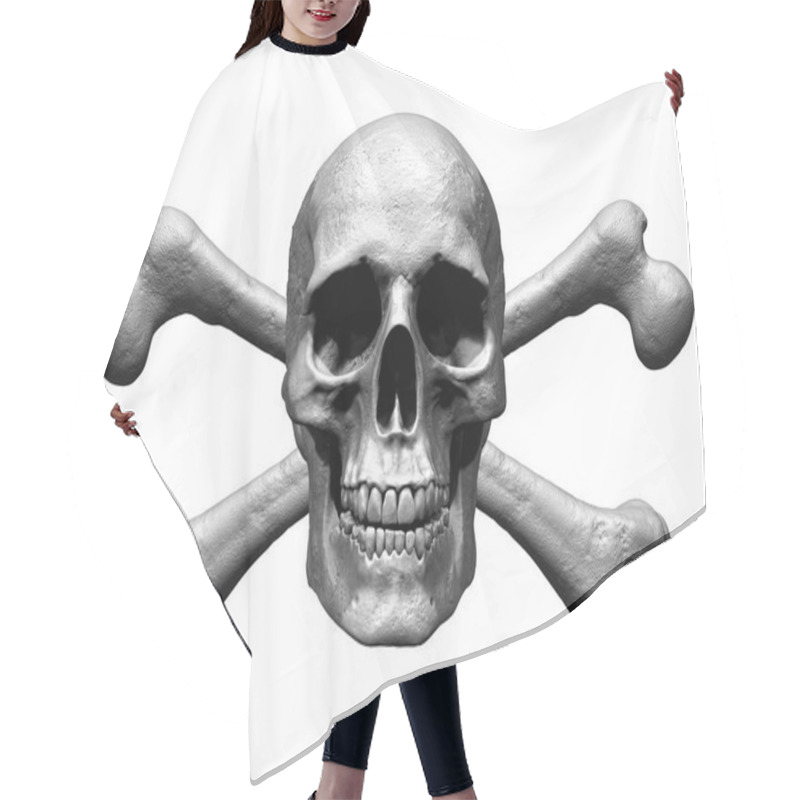 Personality  Skull With Crossbones Isolated In Black White Background 3d Illustration Hair Cutting Cape