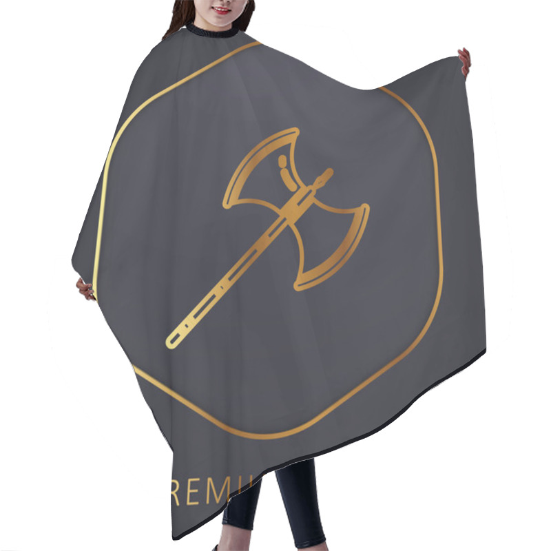 Personality  Axe Golden Line Premium Logo Or Icon Hair Cutting Cape