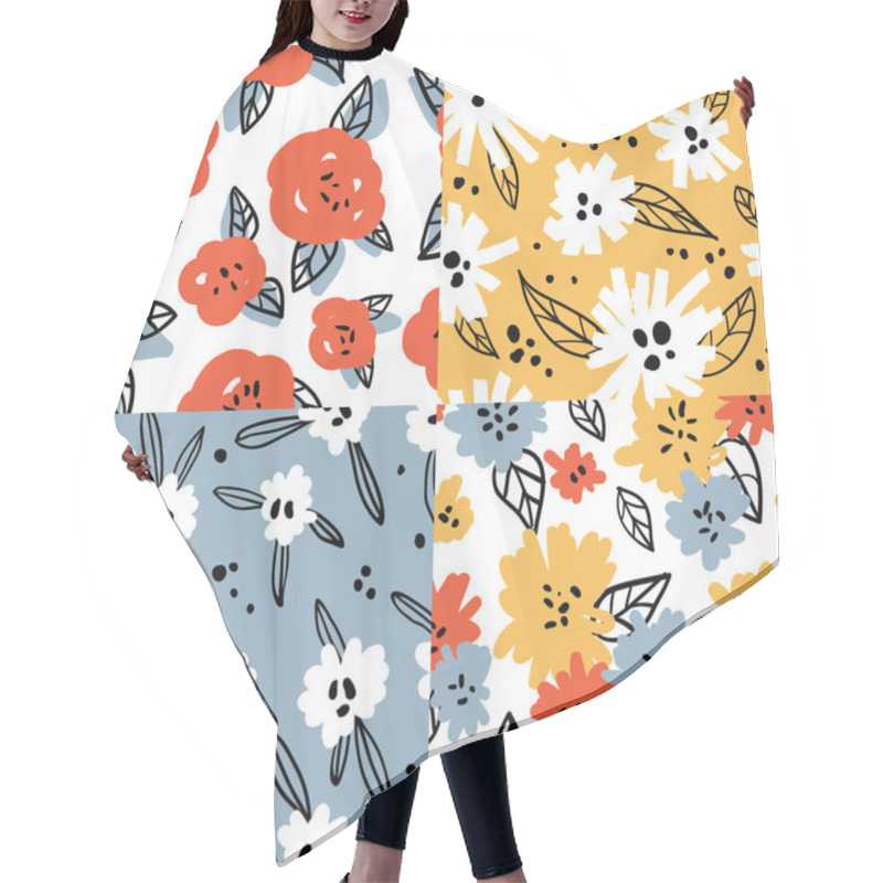 Personality  Set With Flower Graphic Seamless Patterns Hair Cutting Cape