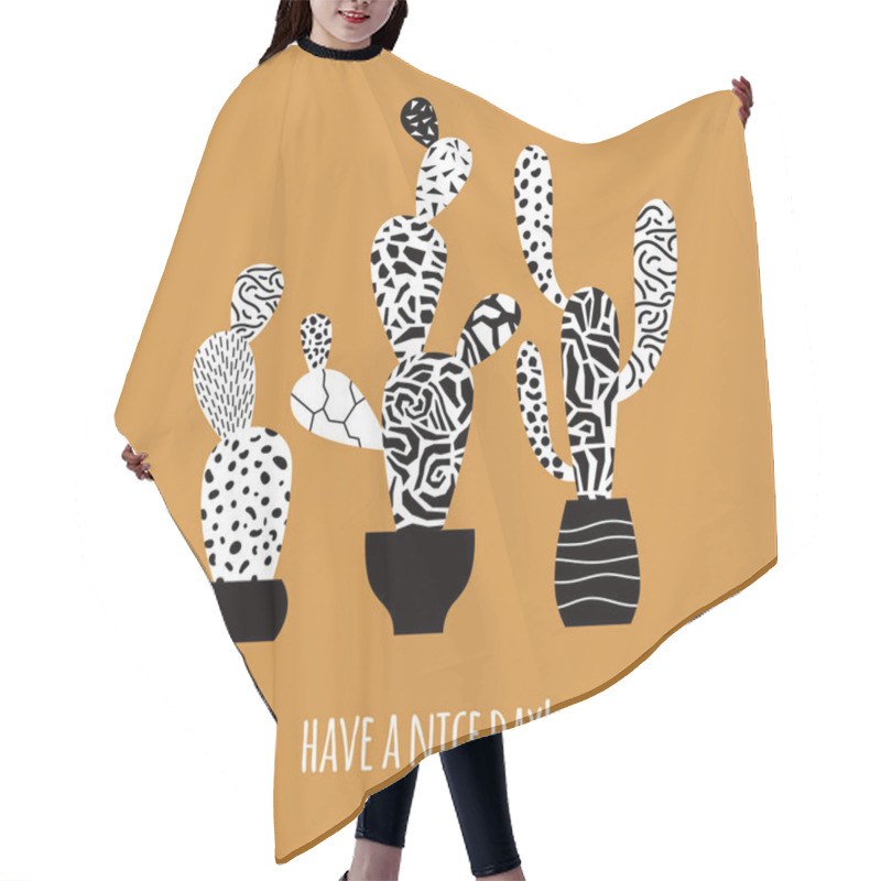 Personality  Vector Geometric Cacti In Trendy Style  Hair Cutting Cape