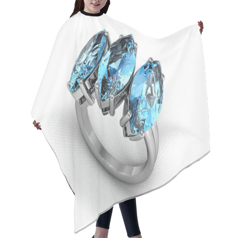 Personality  Aquamarine Ring Hair Cutting Cape