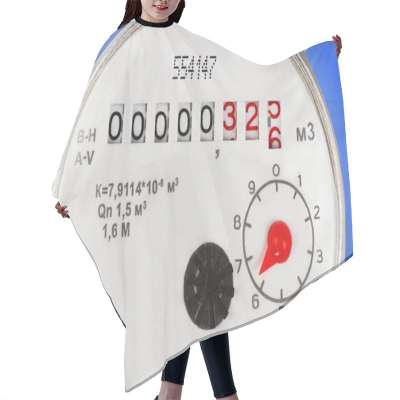 Personality  Water Meter On A Blue Background  Hair Cutting Cape