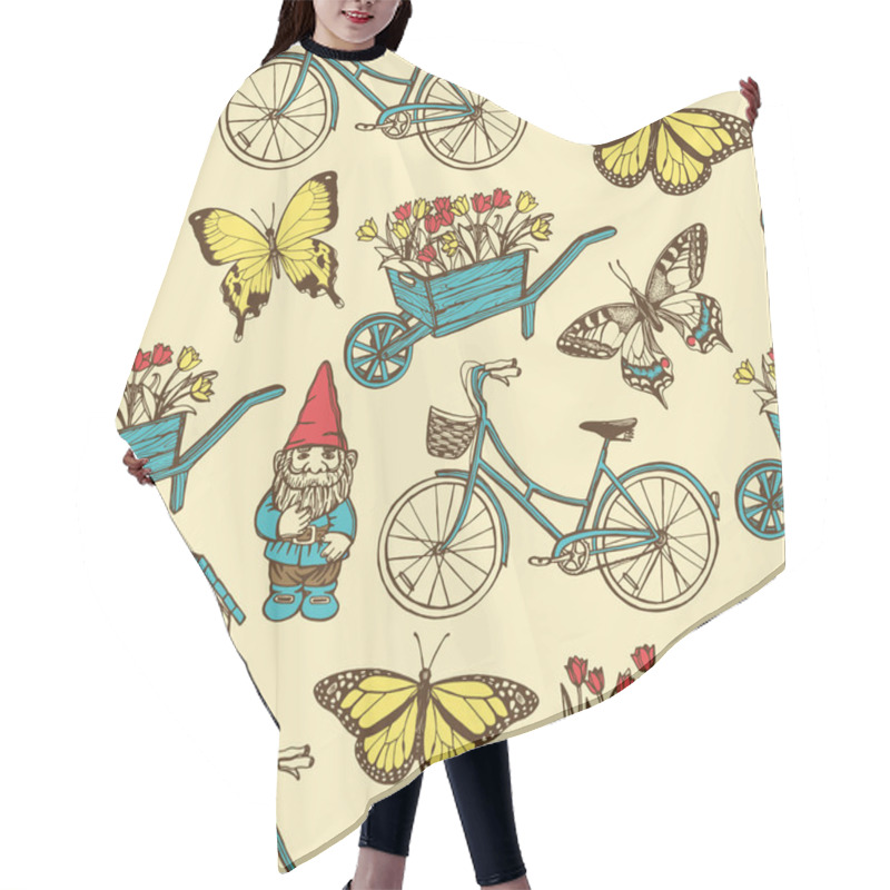 Personality  Summer Garden Seamless Pattern Hair Cutting Cape