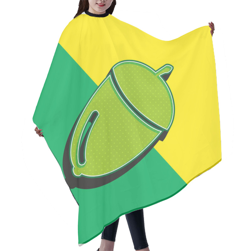 Personality  Acorn Green And Yellow Modern 3d Vector Icon Logo Hair Cutting Cape