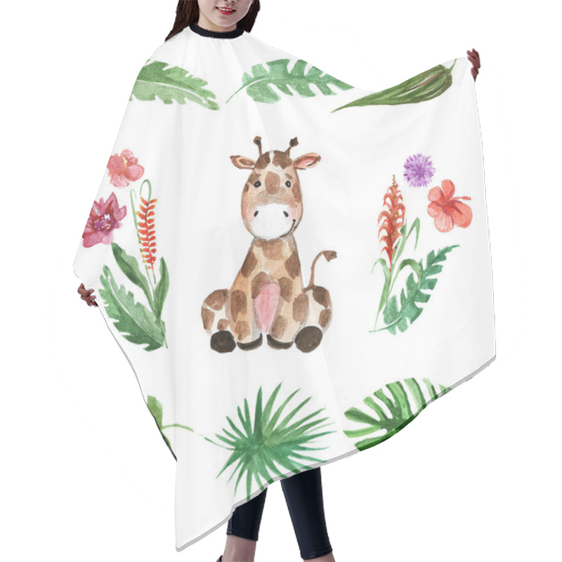 Personality  Cute Baby Giraffe Animal For Kindergarten, Nursery, Children Clothing, Pattern Hair Cutting Cape