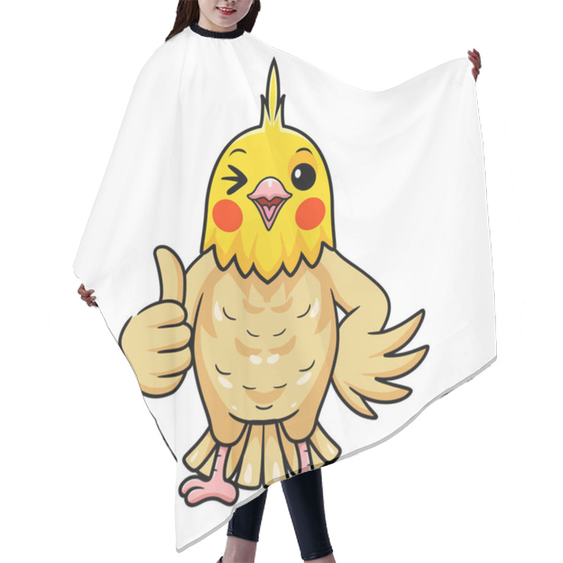 Personality  Vector Illustration Of Cute Lutino Cockatiel Bird Cartoon Giving Thumb Up Hair Cutting Cape