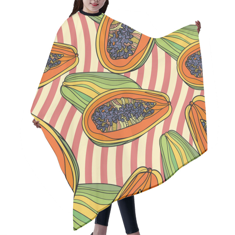 Personality  Seamless Pattern With Papaya. Hair Cutting Cape