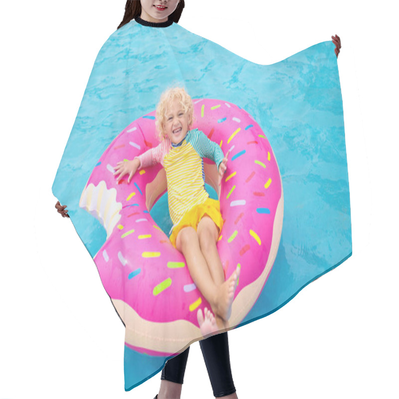 Personality  Child In Swimming Pool On Donut Float Hair Cutting Cape