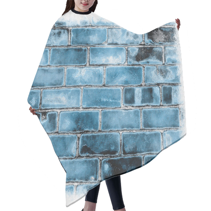 Personality  An Abstract Close Up Of A Blue Brick House Wall In Grunge Watercolor Painted On Canvas Hair Cutting Cape