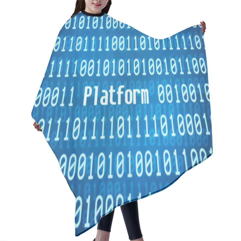 Personality  Binary Code With The Word Platform In The Center Hair Cutting Cape