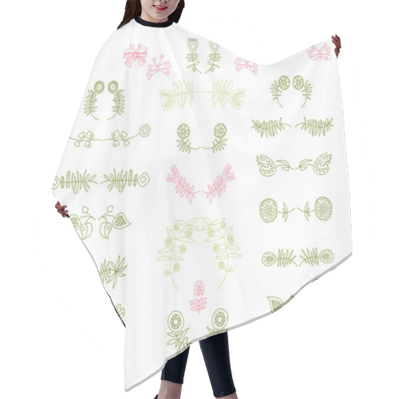 Personality  Set Of Symmetrical Floral Graphic Design Elements. Hair Cutting Cape