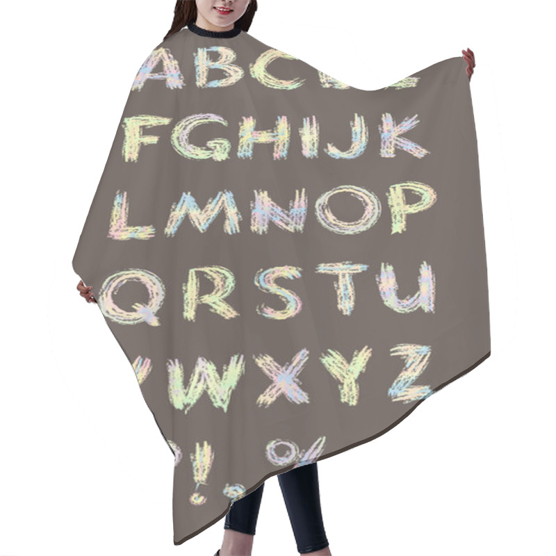 Personality  Vector Pastel Sketch Alphabet Hair Cutting Cape