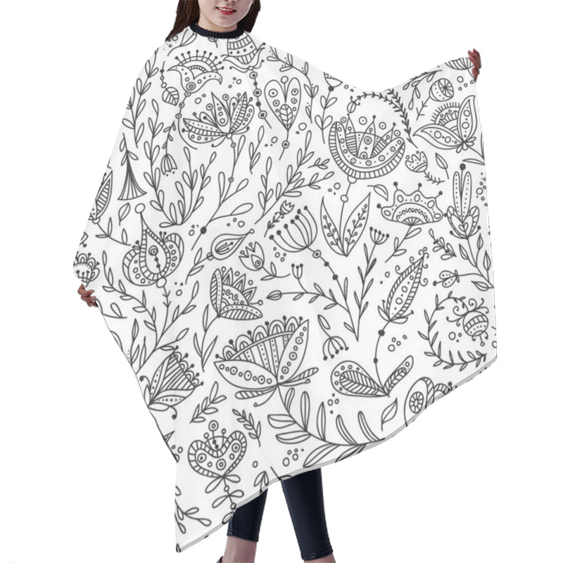 Personality  Ethnic Style Floral Seamless Pattern Hair Cutting Cape