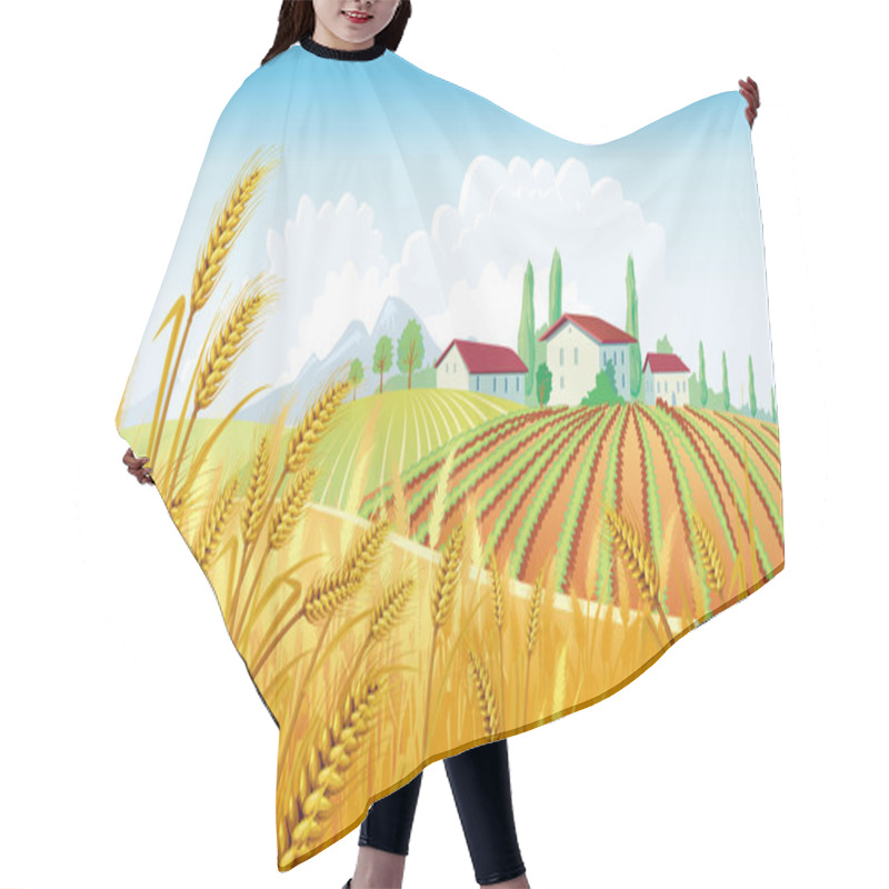 Personality  Rural Landscape With Fields Hair Cutting Cape