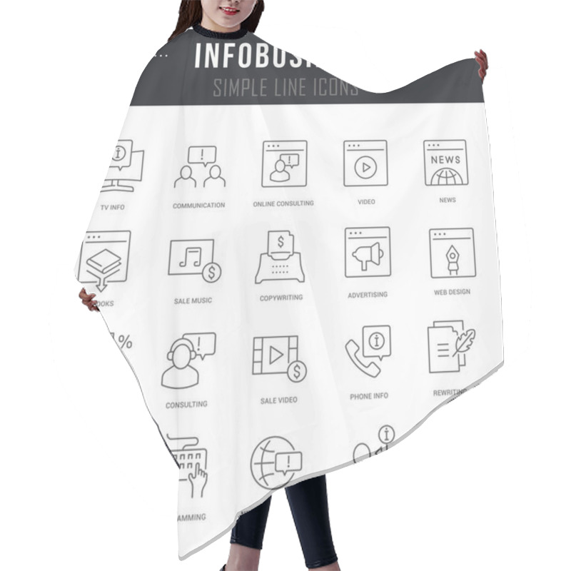 Personality  Set Vector Line Icons Of Business Information Hair Cutting Cape