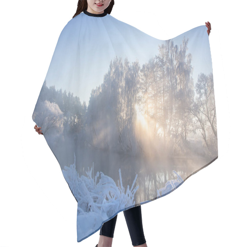 Personality  Beautiful Winter Landscape At Sunrise. Amazing Snowy Nature Scen Hair Cutting Cape