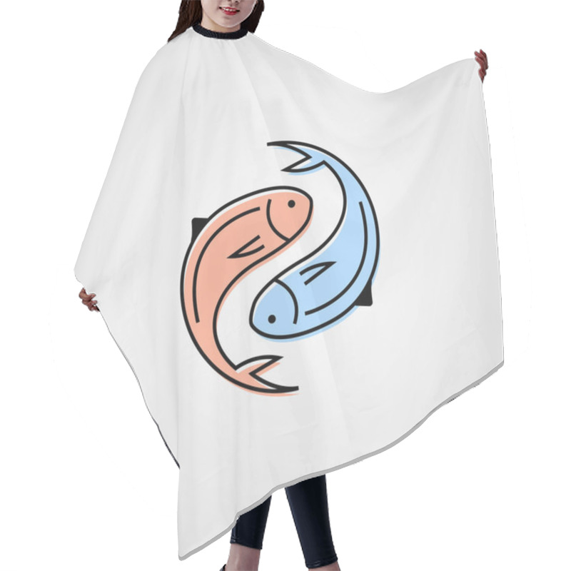 Personality  Yin Yang Fresh Fish Logo Label Packaging Vector Seafood Illustration Hair Cutting Cape