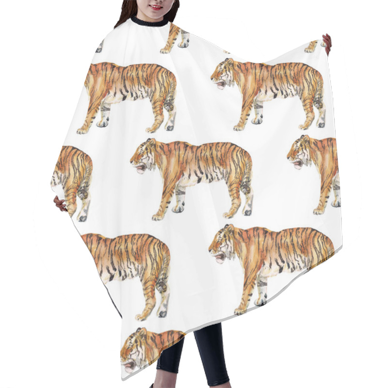 Personality  Seamless Pattern With Tiger Hair Cutting Cape