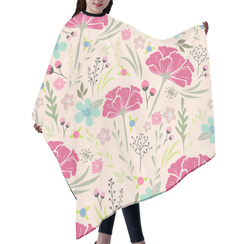 Personality  Seamless Floral Pattern. Background With Flowers And Leafs. Hair Cutting Cape