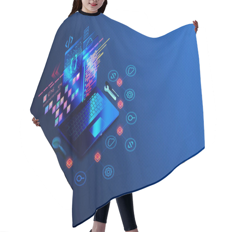 Personality  Software Development Kit And Application Programming Interface Concept - SDK And API - Software Development And Interface Tools - 3D Illustration Hair Cutting Cape