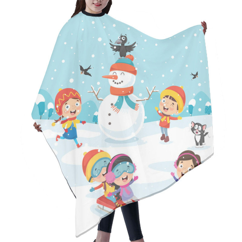 Personality  Children Playing Outside In Winter Hair Cutting Cape