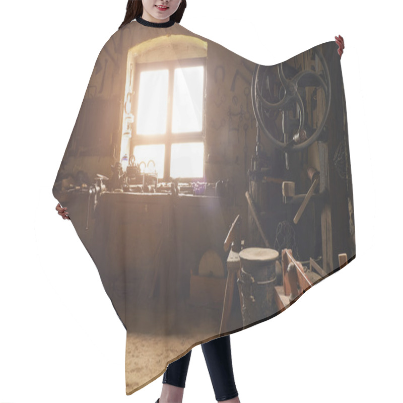 Personality  Old Workshop Indoors Hair Cutting Cape