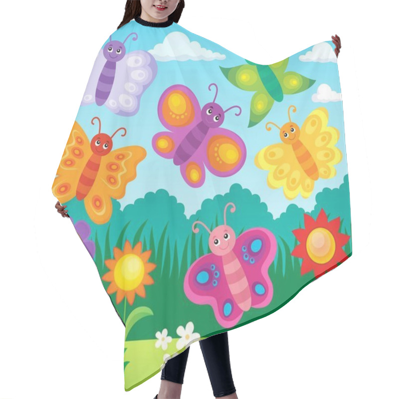 Personality  Stylized Butterflies Theme Image 2 Hair Cutting Cape