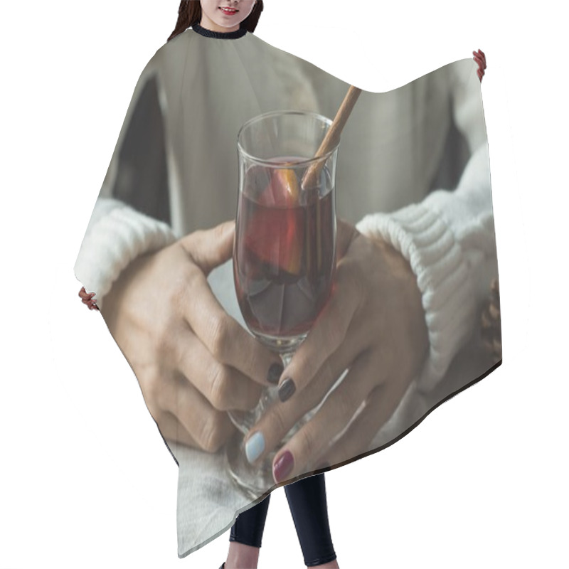 Personality  Woman With Mulled Wine   Hair Cutting Cape