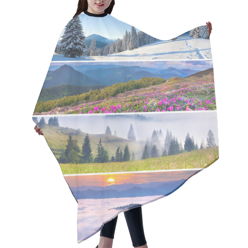 Personality  Set Of The 4 Seasons Landscape Hair Cutting Cape