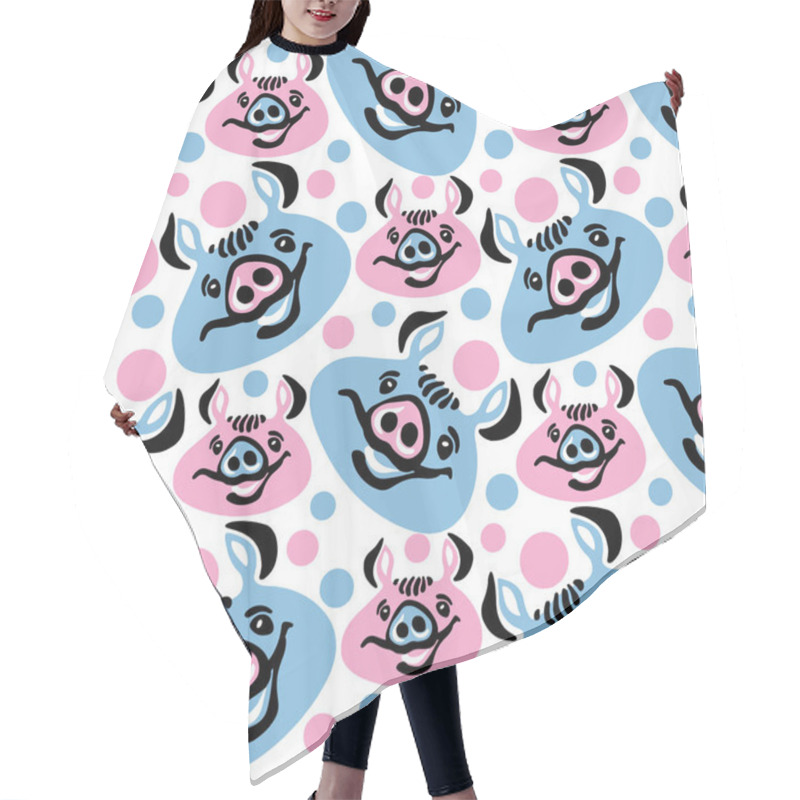 Personality  Childish Pig Pattern, Seamless Print For Kids, Cute Animal Nursery Background Hair Cutting Cape