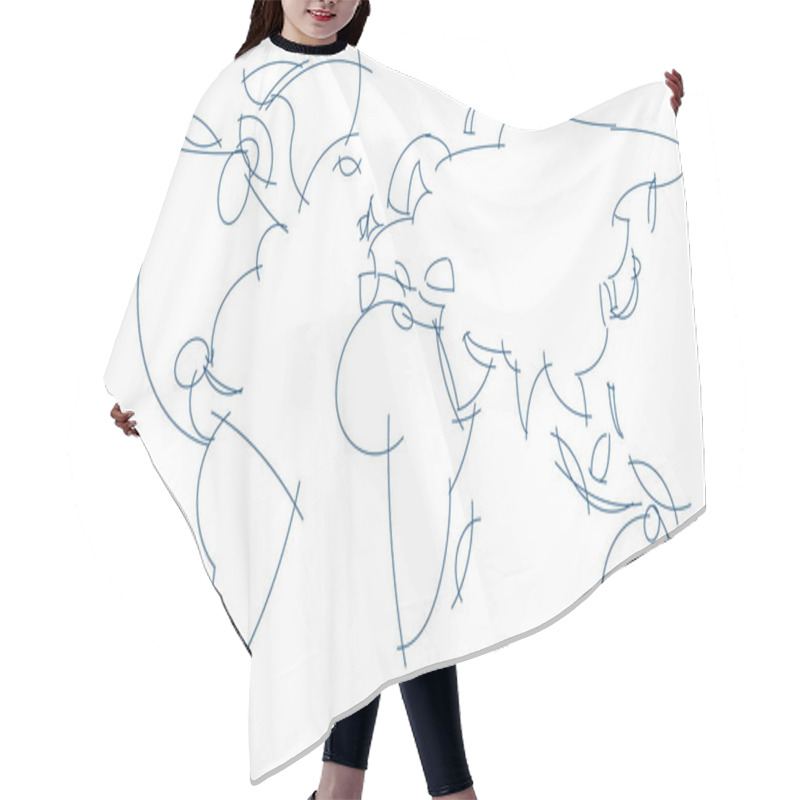 Personality  Vntique World Map Only Made By Curved Lines. Hair Cutting Cape