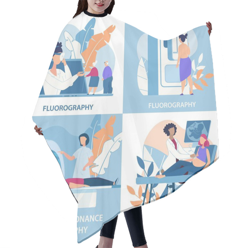 Personality  Informational Banner Fluorography, Ultrasound.  Hair Cutting Cape