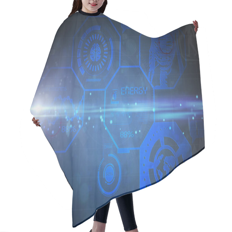 Personality  Composite Image Of Fitness Interface Hair Cutting Cape