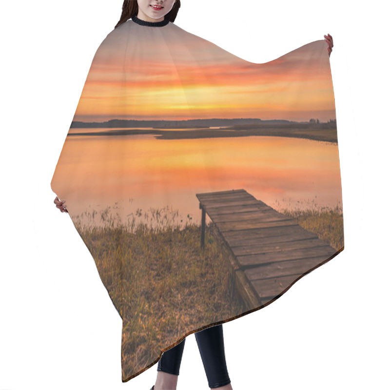 Personality  Beautiful Sunrise Over Lake Banks Hair Cutting Cape