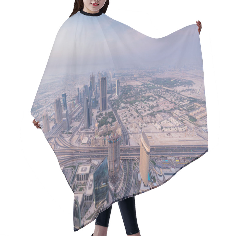 Personality  Panorama Of Night Dubai During Sunset Hair Cutting Cape