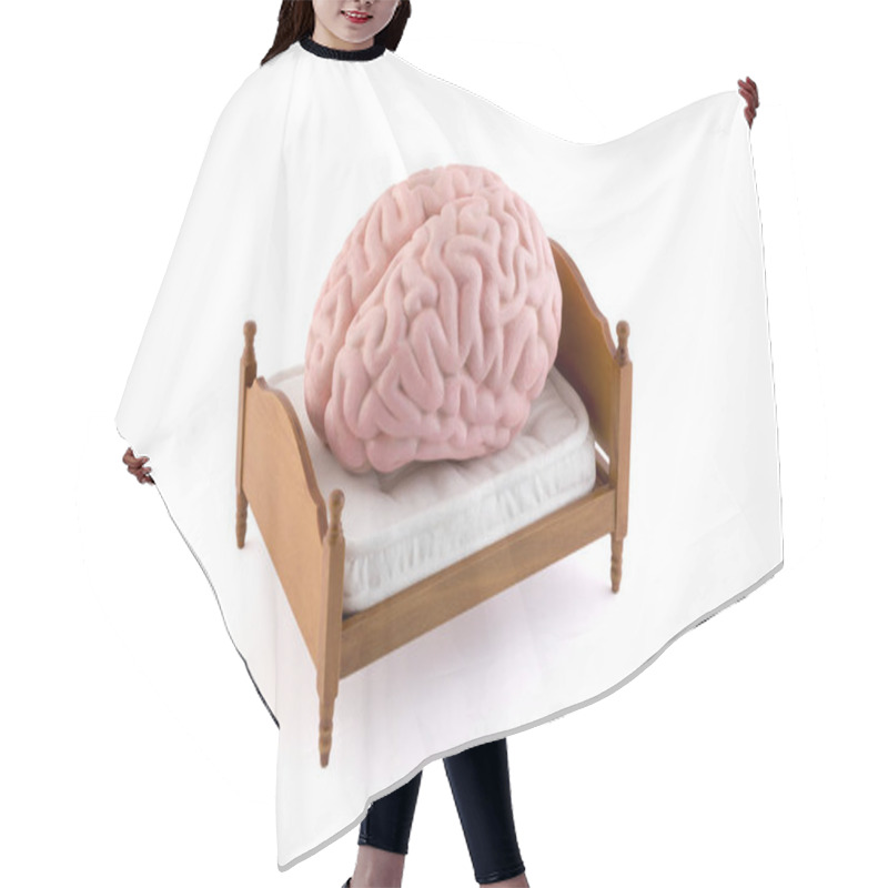 Personality  Human Brain Resting On The Bed Isolated On White Background  Hair Cutting Cape