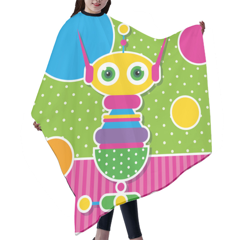 Personality  Cute Robot Greeting Card Hair Cutting Cape