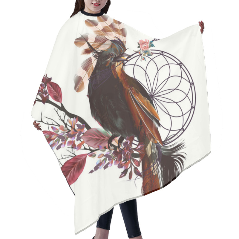 Personality  Beautiful Bird Holding Arrow And Dream Catche Hair Cutting Cape