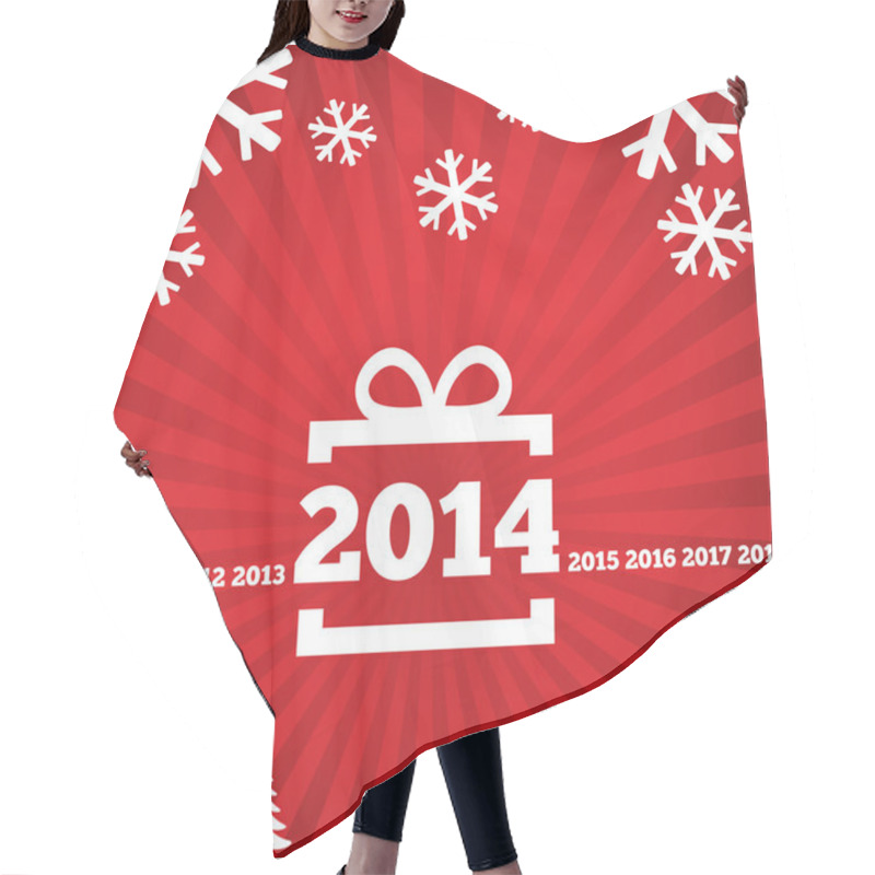 Personality  Happy New Year Greeting Card With Flat Icons. Hair Cutting Cape