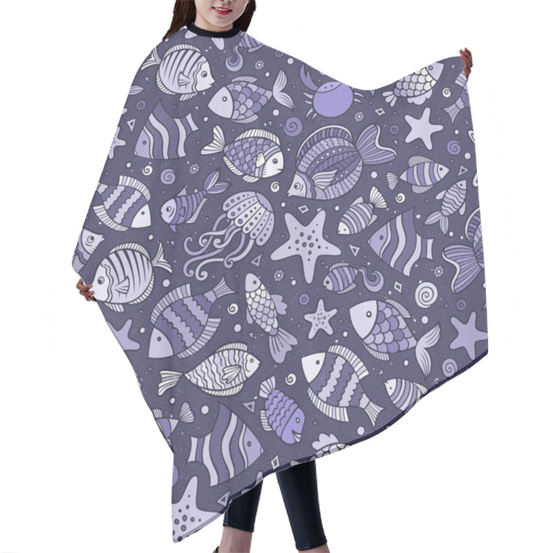 Personality  Cartoon Under Water Life Seamless Pattern Hair Cutting Cape