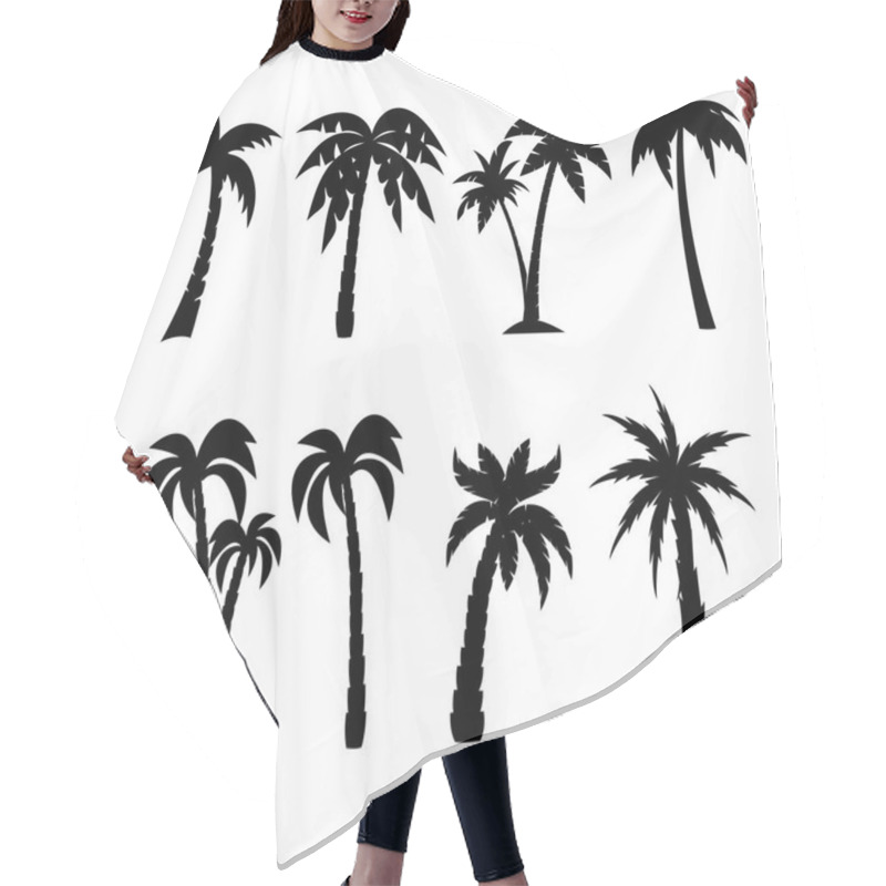 Personality  Palm Trees Black Silhouettes Set Hair Cutting Cape