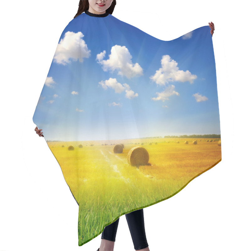 Personality  Haystack On The Meadow In Summer Hair Cutting Cape