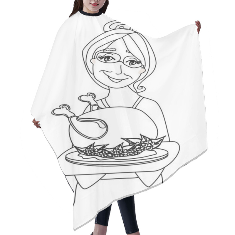 Personality  Grandmother Serving Chicken Doodle Hair Cutting Cape